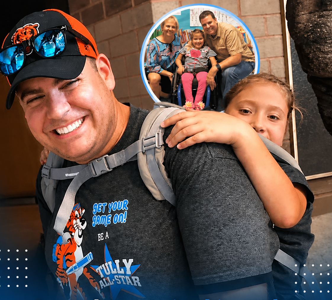 Teacher carries his student with spina bifida so she wouldn’t have to stay behind while they went on a field trip